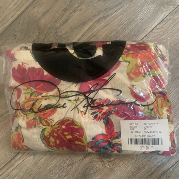 NWT DG2 BY DIANE GILMAN FAUX WRAP RUFFLE PRINTED SKIRT CREAM MEDIUM - Picture 8 of 10